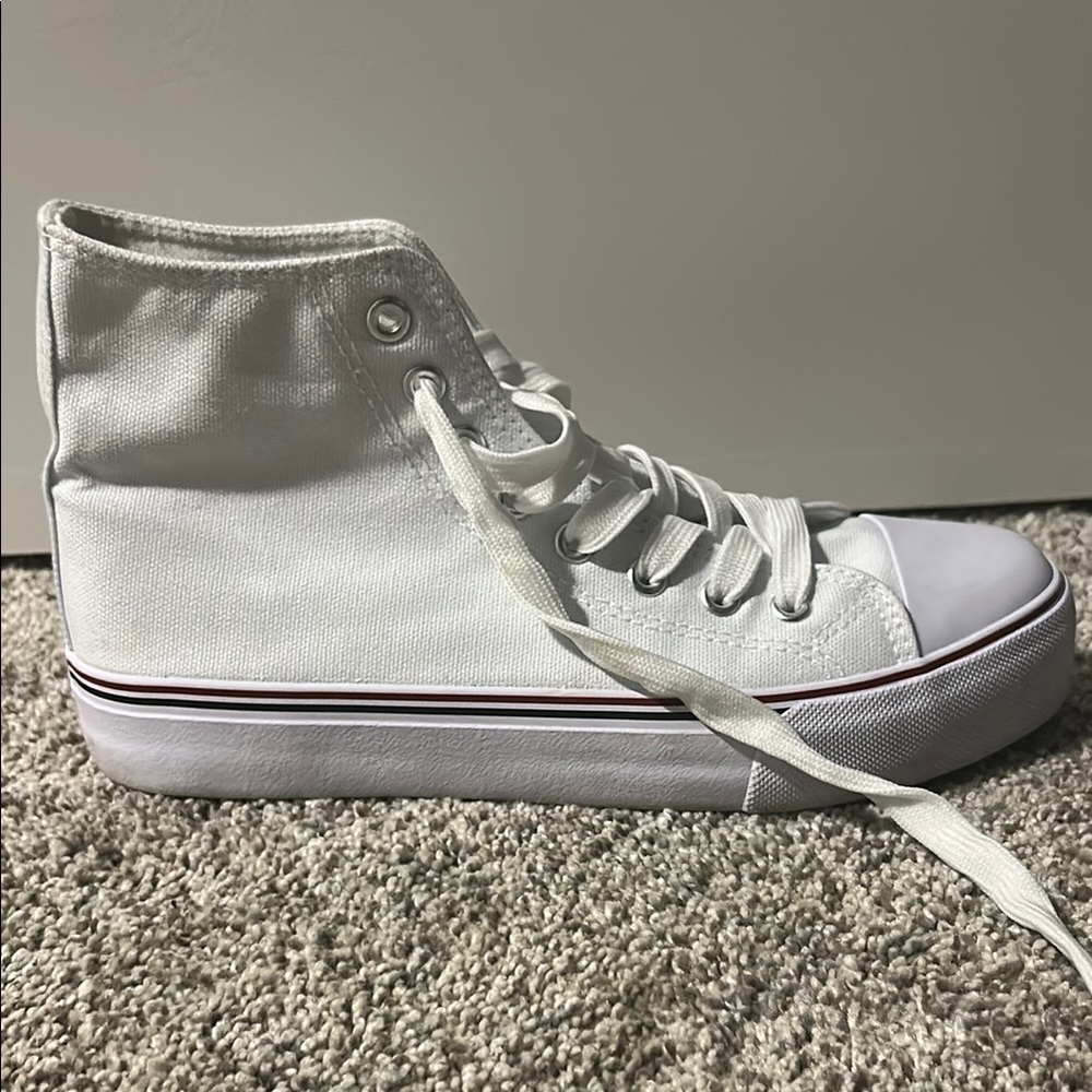 Amazon White Canvas High-Top Sneakers